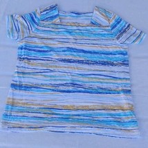 Coral Bay Top Womens PXL Petite XL Striped Short Sleeve T-shirt Square Neck - £7.90 GBP