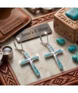 Stainless Steel Turquoise Cross Necklace 17.7”–19.7” Chain Women’s Faith... - $27.99