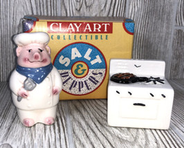 Vintage Clay Art Very Rare “PIG CHEF ” Salt And Pepper Shakers NOS # 754... - $14.80