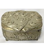 Vintage Metal Hinged Lid Footed Red Velvet Lined Jewelry/Trinket Box Japan - $523.22 MXN