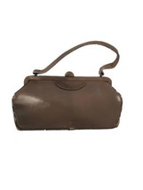Vintage BLOCK Purse Shabby Handbag Calf Leather Taupe Clasp Closure Pock... - £14.73 GBP