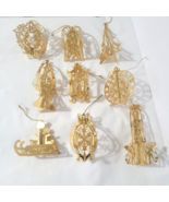 Lot of 9 Vtg 1984 Danbury Mint Gold Brass Christmas Ornaments Holiday De... - $44.34