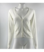 Gina Tricot Ellie Knitted Cardigan Sweater Large Cream Ivory V Neck Mono... - £15.55 GBP