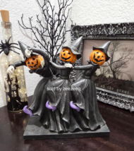 Halloween Jack O Lantern Trio Witches Dancing Sculpture Figurine Tableto... - $797.11 MXN