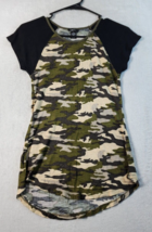 rue21 T Shirt Top Womens Small Green Camo Print Rayon Short Sleeve Round Neck - £6.55 GBP