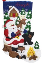 DIY Bucilla Santas Black Bear Cabin Christmas Holiday Felt Stocking Kit ... - £25.53 GBP