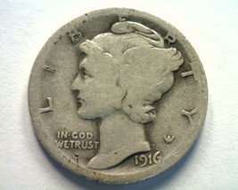 1916 MERCURY DIME GOOD G NICE ORIGINAL COIN FROM BOBS COINS FAST SHIPMENT - $7.00