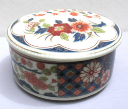 Takahashi Porcelain Imari Style Round Trinket Snuff Box Japan 1970s 94103 - $18.00