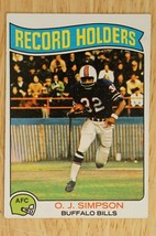 Vintage 1975 Topps Football Card #355 OJ Simpson Buffalo Bills Record Holders - $9.89