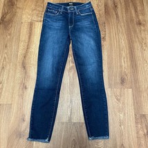 Paige Hoxton Ankle Raw Hem Skinny Jeans Mid Rise Womens 25 Medium Wash Tarin - £29.46 GBP