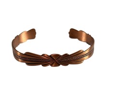 Vintage Copper Open Cuff Bracelet Ornate Boho Jewelry - £19.35 GBP