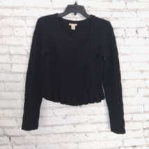 H&amp;M  Womens Top 6 Black Cropped Long Sleeve Snap Closure Angora Wool Blend - £14.95 GBP