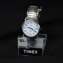 Timex Indiglo Quartz Men&#39;s WR 30m Watch Sliver Stretch Band + Display Case - $16.65