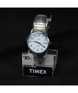 Timex Indiglo Quartz Men&#39;s WR 30m Watch Sliver Stretch Band + Display Case - $16.65