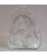 Tennis Player Crystal Clear Glass Paperweight 3D Etched Inside, Heavy Ar... - $10.70