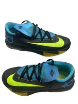 Nike KD VI 6 Athletic Shoes Size Youth 5.5 Black Volt Blue 599477-006 Reflective - £13.52 GBP