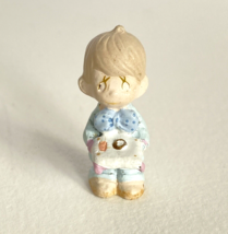 Enesco Little Boy Blue Polka Dot Bow Tie Ring Bearer Mini Figurine - £4.78 GBP