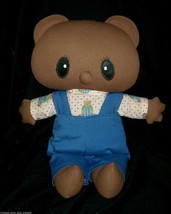 12&quot; Vintage Brown Teddy Bear Doll Handmade Stuffed Animal Plush Toy Blue Outfit - £18.56 GBP