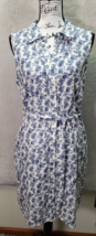 Tommy Hilfiger Dress Women&#39;s Size 10 Multi Floral Linen Button Front Drawstring - £29.17 GBP