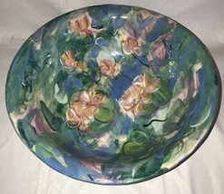 Stunning Hand Painted Pastel Color Abstract Floral Centerpiece Bowl Sign... - $40.00
