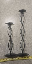 Set Of 2 Spiral Pillar Black Wire Candle Stick Holder 14.5" &amp; 10" - $11.88
