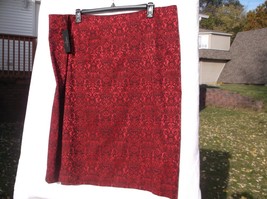 Worthington Woman Skirt Size 24W Cherry Black Jacquard Cordial Nwt Retails $44 - £7.89 GBP