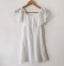 Zara Girls White Off Shoulder Cotton Blend Lace Eyelet Dress Sz 13/14 Co... - £15.72 GBP