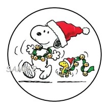 30 Christmas Envelope Seals Labels Stickers 1.5&quot; Round Dog Party Favors Gift Tag - £5.98 GBP