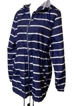 Primark Parka in a Pack Blue Striped Thin Jacket Sz L Windbreaker Rain H... - £15.02 GBP