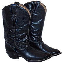 Vintage Tony Lama Black Tall Tops Leather Sole Kidskin Cowboy Boots #6971 11.5 B - £206.77 GBP