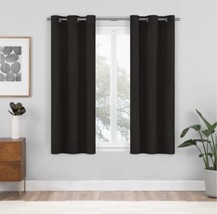 2pk 37&quot;x63&quot; Blackout Shadow Curtain Panels Black - Eclipse - £12.63 GBP