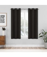 2pk 37&quot;x63&quot; Blackout Shadow Curtain Panels Black - Eclipse - £12.58 GBP