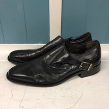 Donald J Pliner Shoes Mens 9.5 M Gerwyn Strap Loafers Slip On Black Leather - $60.39