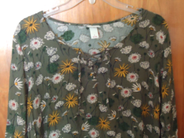 Mossimo Supply Co.Size L Multi Color Long Fan Sleeved Floral Top &quot; BEAUT... - £13.15 GBP