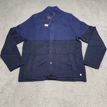 Nat Nast Wool Sweater Men Medium Blue Oversize Cozy Cardigan Grandpa Button Up - £67.25 GBP