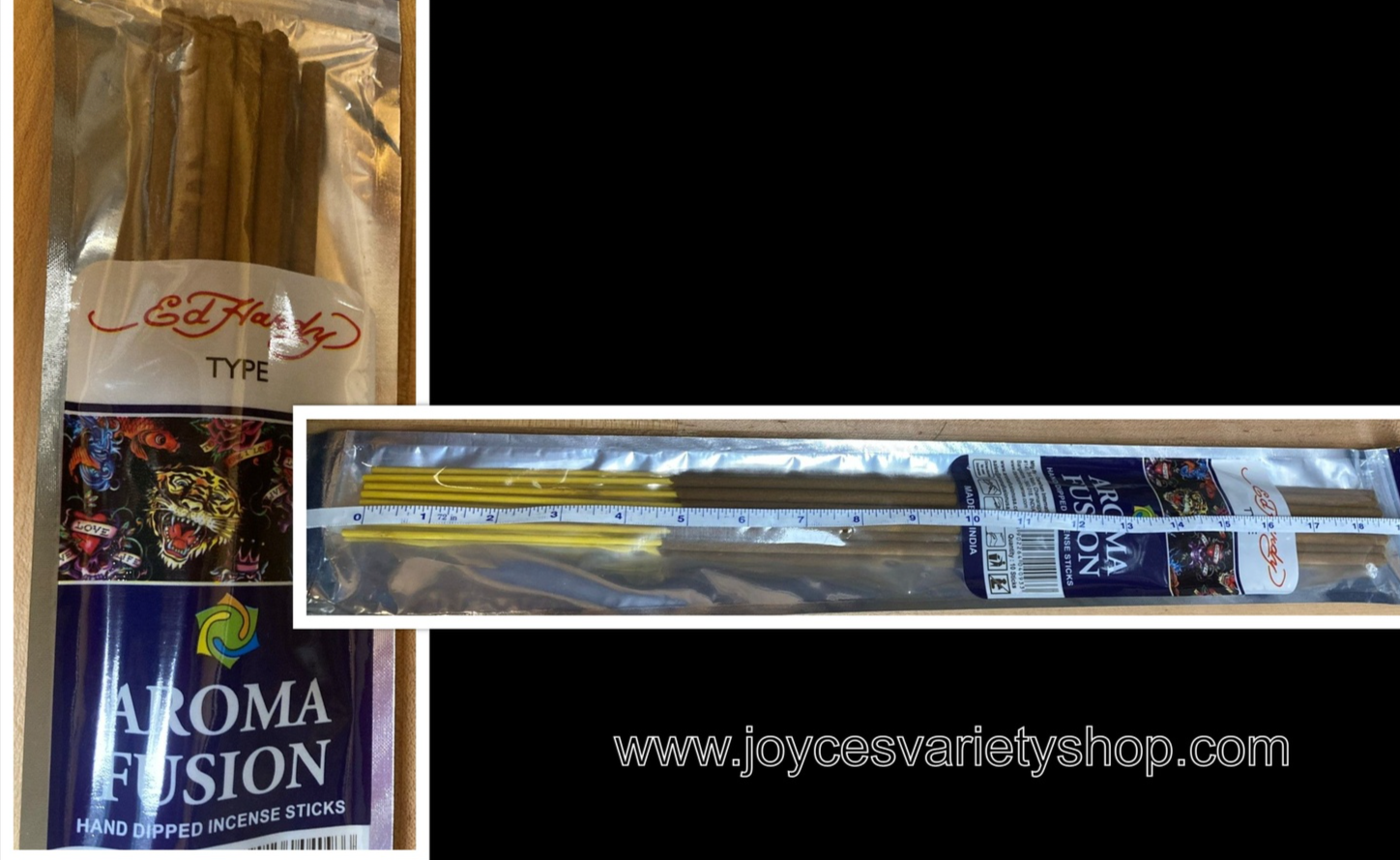 Aroma Fusion Incense 19" Stick Hand Dipped Ed Hardy & Many Types 10-11 Per Pack - $9.99