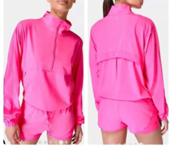 NWT New Womens Sweaty Betty Training Day Half Zip Hot Pink Pullover XL P... - £233.00 GBP