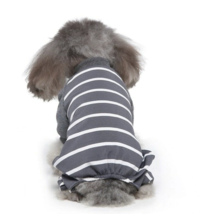 Puppy Stripped Pajamas Jumpsuit Gray Medium - £25.47 GBP