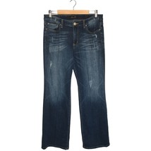 Seven7 Mid Rise Flare Leg Light Distressing Wiskering Denim Jeans Womens Blue 12 - £16.84 GBP