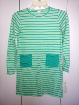 CREWCUTS GIRL&#39;S LS KNIT GREEN STRIPED 100% COTTON PULLOVER DRESS-12-WORN... - £10.94 GBP