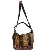 Ameri Leather Patch Work Woven Tote Shoulder Purse Cross Body Bag Colorf... - €49,88 EUR