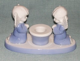 Vintage GHC JAPAN - Kneeling Angel Candle Holder - Blue White Girl and Boy -EUC - £3.81 GBP