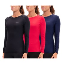 Women&#39;S Compression Long Sleeve Athletic Shirts (Medium, Black/Red/Navy) - £43.93 GBP