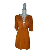 NWOT Xhilaration Rust Orange Boho Sundress Dress Tassles V-Neck Tie Size... - $19.80