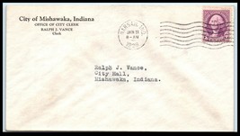 1936 US Ad Cover City Of Mishawaka, Indiana, Office City Clerk to City Hall B3 - £2.32 GBP
