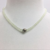 AEO Light Green Beaded Necklace Adjustable Silver Barrel Clasp Clear Beads - $85.66 MXN