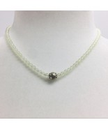 AEO Light Green Beaded Necklace Adjustable Silver Barrel Clasp Clear Beads - $6.11 CAD
