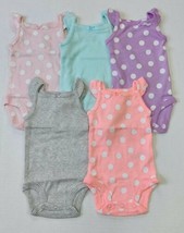 Carters 5 Pack Bodysuits Girls Pastel Polka Dots Size Newborn 3 6 or 12 Months - £4.70 GBP