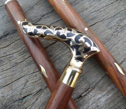 Victorian Walking Stick Cane Vintage style Brass Solid Designer Handle W... - £20.71 GBP