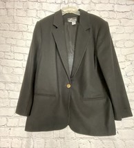 Vintage Sag Harbor Women 100% Pure Wool Blazer Jacket Single Button Blac... - $19.79